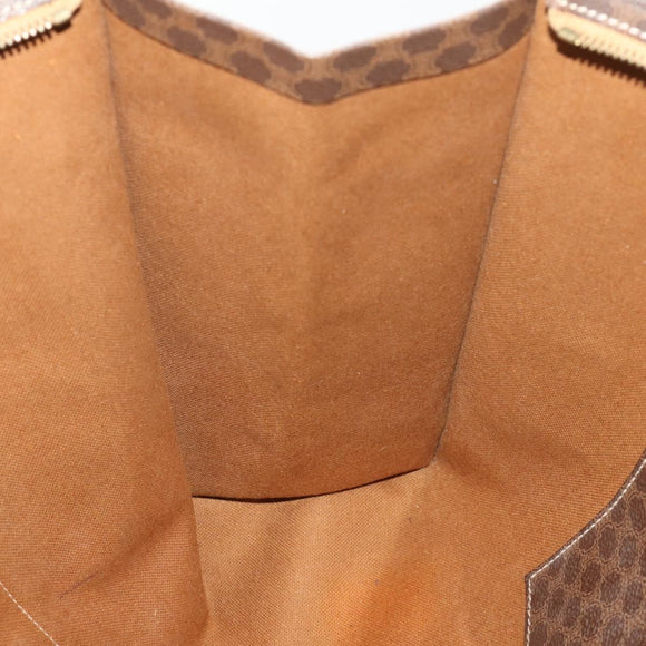 CELINE Macadam Canvas Tote Bag PVC Leather Brown Gold Auth YKZ139A