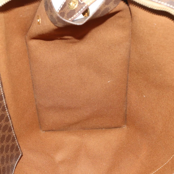 CELINE Macadam Canvas Tote Bag PVC Leather Brown Gold Auth YKZ139A