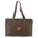 CELINE Macadam Canvas Tote Bag PVC Leather Brown Gold Auth YKZ139A-2