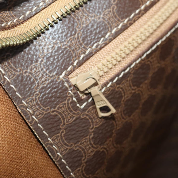 CELINE Macadam Canvas Tote Bag PVC Leather Brown Gold Auth YKZ139A