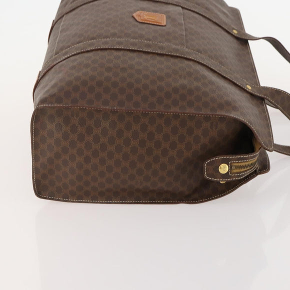 CELINE Macadam Canvas Tote Bag PVC Leather Brown Gold Auth YKZ139A