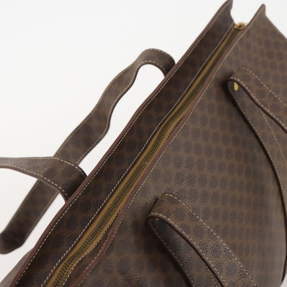 CELINE Macadam Canvas Tote Bag PVC Leather Brown Gold Auth YKZ139A