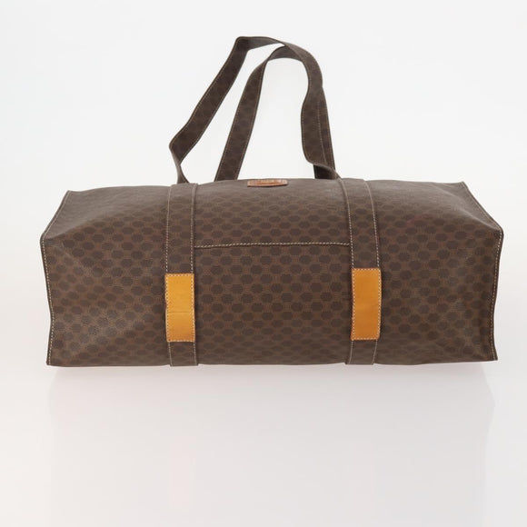 CELINE Macadam Canvas Tote Bag PVC Leather Brown Gold Auth YKZ139A