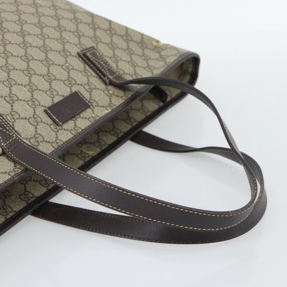 GUCCI GG Supreme Tragetasche PVC Beige Silber 211137 Original YKZ140