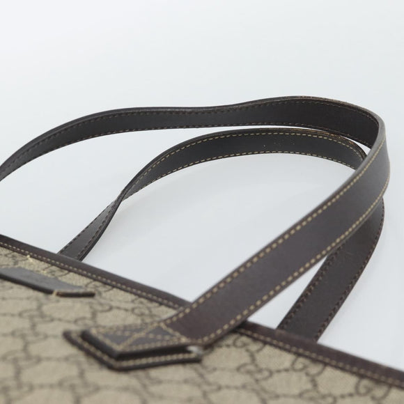 GUCCI GG Supreme Tragetasche PVC Beige Silber 211137 Original YKZ140