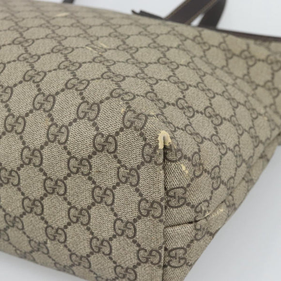 GUCCI GG Supreme Tragetasche PVC Beige Silber 211137 Original YKZ140