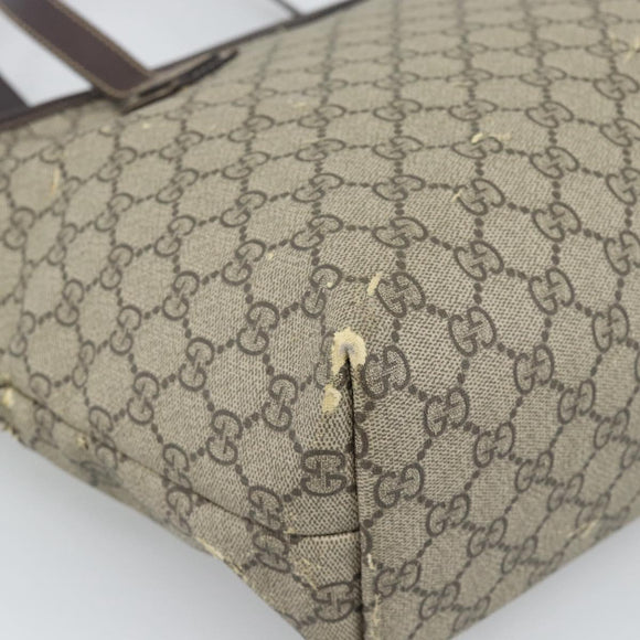 GUCCI GG Supreme Tragetasche PVC Beige Silber 211137 Original YKZ140