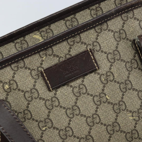 GUCCI GG Supreme Tote Bag PVC Beige Silver 211137 Auth YKZ140
