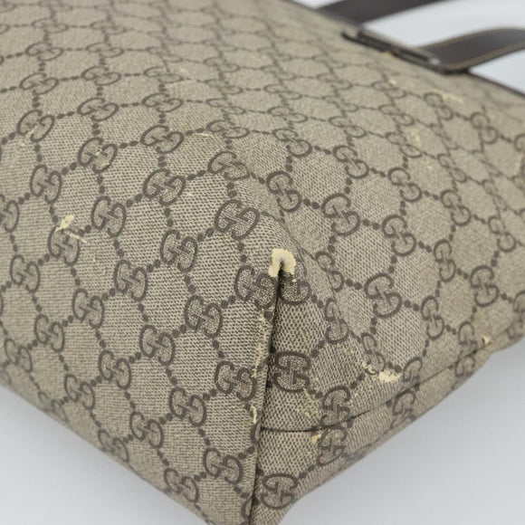 GUCCI GG Supreme Tragetasche PVC Beige Silber 211137 Original YKZ140