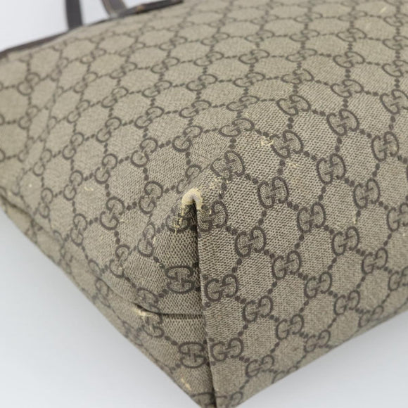 GUCCI GG Supreme Tragetasche PVC Beige Silber 211137 Original YKZ140