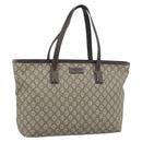 GUCCI GG Supreme Tragetasche PVC Beige Silber 211137 Original YKZ140-1