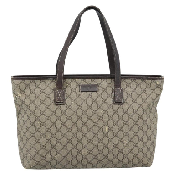 GUCCI GG Supreme Tragetasche PVC Beige Silber 211137 Original YKZ140