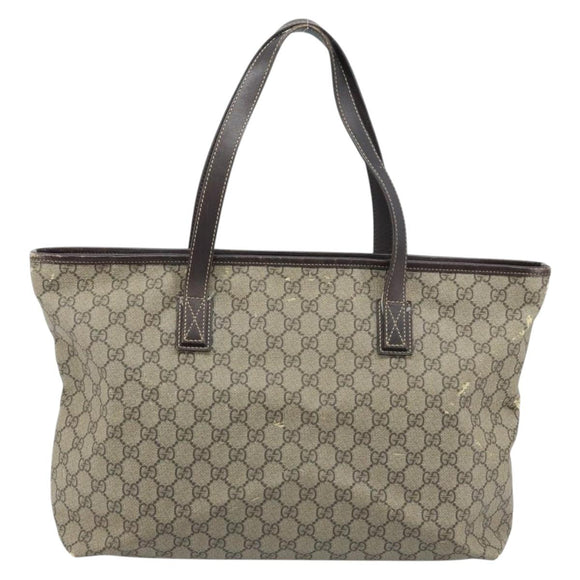 GUCCI GG Supreme Tote Bag PVC Beige Silver 211137 Auth YKZ140