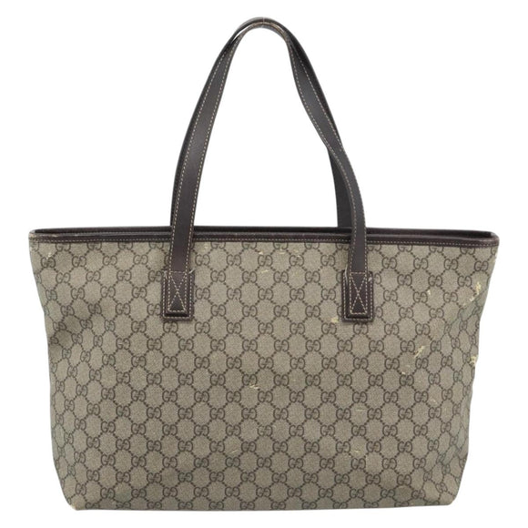 GUCCI GG Supreme Tragetasche PVC Beige Silber 211137 Original YKZ140