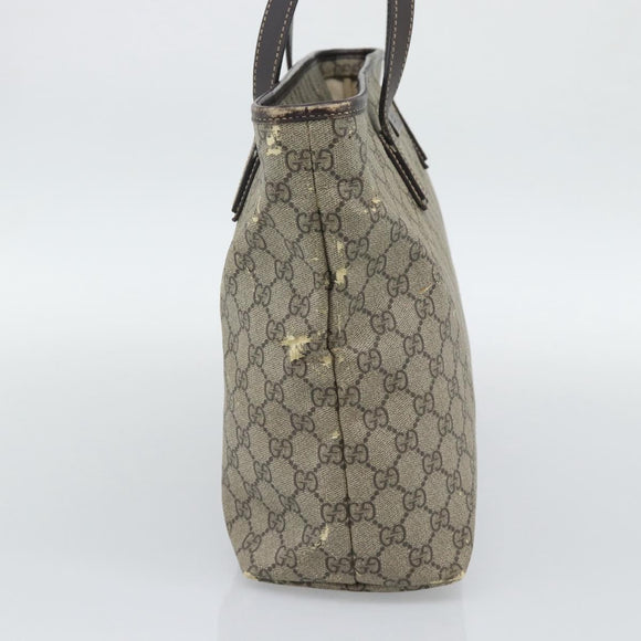 GUCCI GG Supreme Tragetasche PVC Beige Silber 211137 Original YKZ140