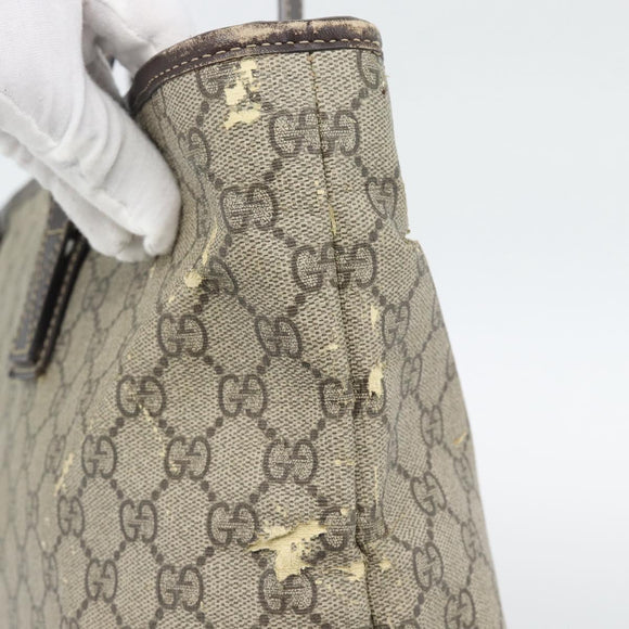 GUCCI GG Supreme Tragetasche PVC Beige Silber 211137 Original YKZ140