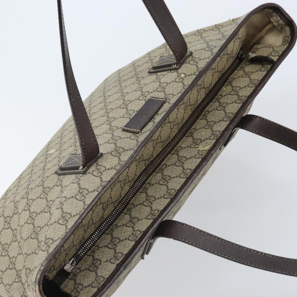 GUCCI GG Supreme Tote Bag PVC Beige Silver 211137 Auth YKZ140