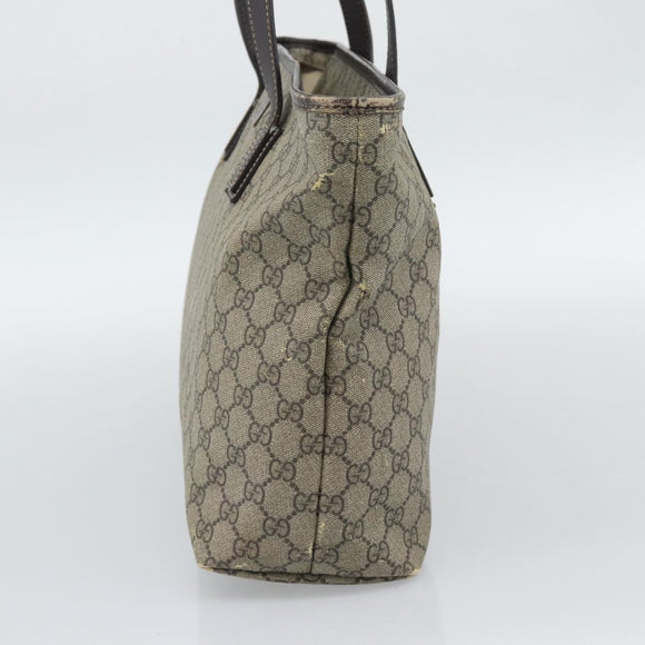 GUCCI GG Supreme Tragetasche PVC Beige Silber 211137 Original YKZ140