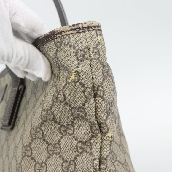 GUCCI GG Supreme Tragetasche PVC Beige Silber 211137 Original YKZ140