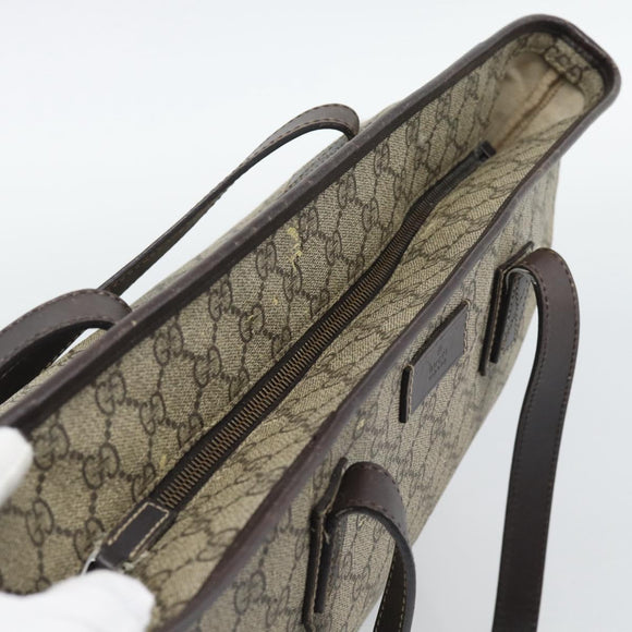 GUCCI GG Supreme Tragetasche PVC Beige Silber 211137 Original YKZ140