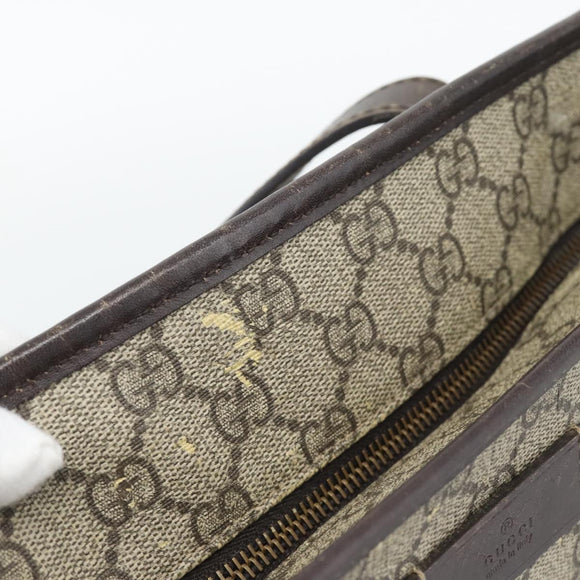 GUCCI GG Supreme Tragetasche PVC Beige Silber 211137 Original YKZ140