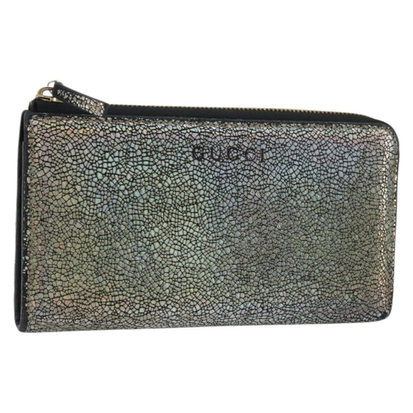 GUCCI Long Wallet Leather Outlet Silver 332747 Auth YKZ1403A