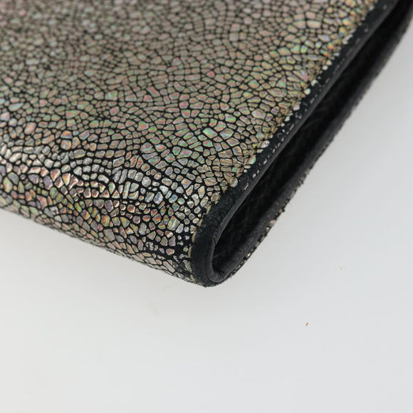 GUCCI Long Wallet Leather Outlet Silver 332747 Auth YKZ1403A