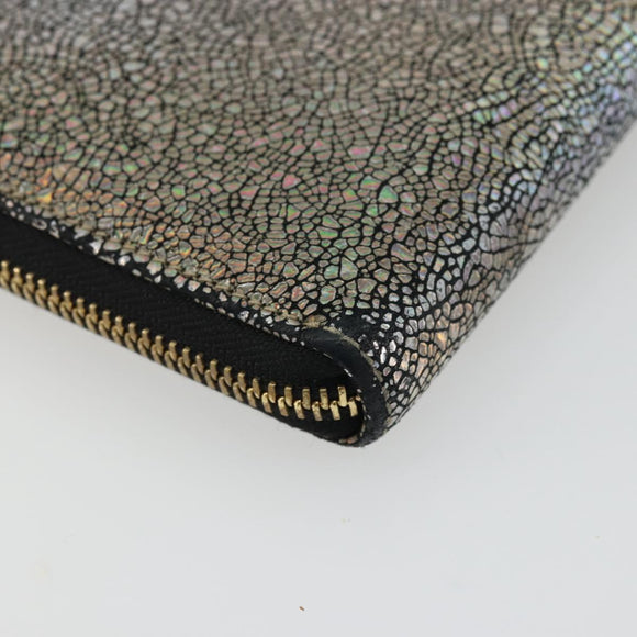GUCCI Long Wallet Leather Outlet Silver 332747 Auth YKZ1403A