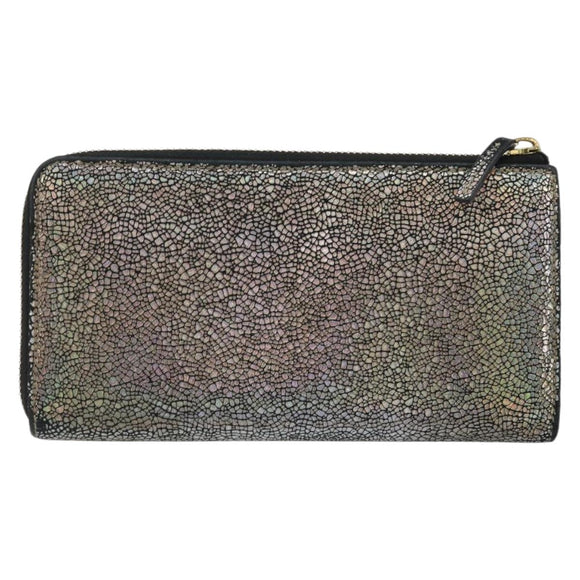 GUCCI Long Wallet Leather Outlet Silver 332747 Auth YKZ1403A