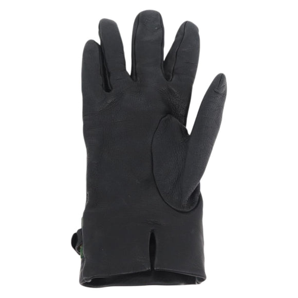 GUCCI Horsebit Web Sherry Line Gloves Leather Black Auth YKZ1406A