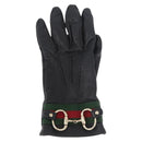 GUCCI Horsebit Web Sherry Line Gloves Leather Black Auth YKZ1406A-2