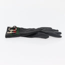 GUCCI Horsebit Web Sherry Line Gloves Leather Black Auth YKZ1406A-4