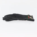 GUCCI Horsebit Web Sherry Line Gloves Leather Black Auth YKZ1406A-5