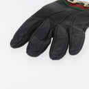 GUCCI Horsebit Web Sherry Line Gloves Leather Black Auth YKZ1406A-6