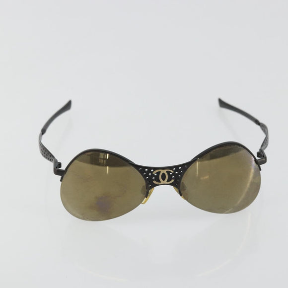 CHANEL COCO Mark Sunglasses metal Black 05981 50927 CC Auth YKZ1410