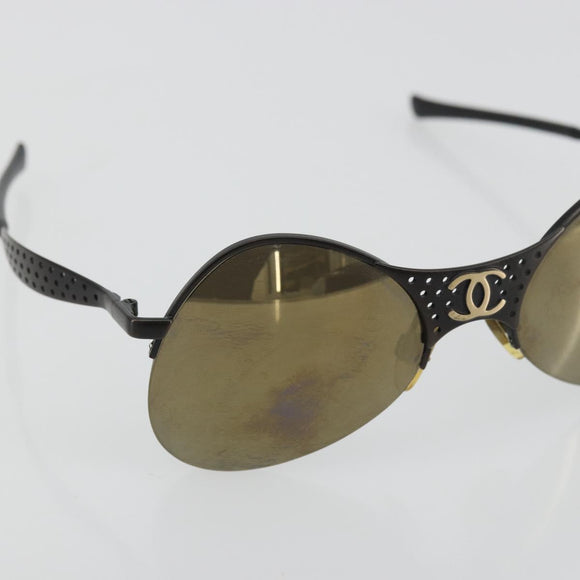 CHANEL COCO Mark Sunglasses metal Black 05981 50927 CC Auth YKZ1410
