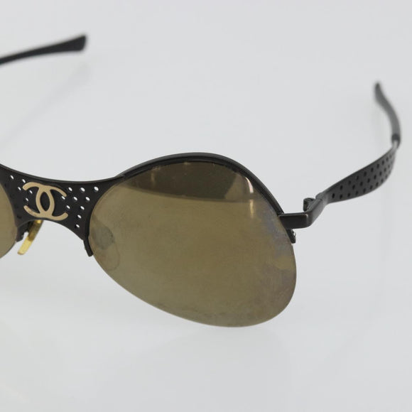 CHANEL COCO Mark Sunglasses metal Black 05981 50927 CC Auth YKZ1410
