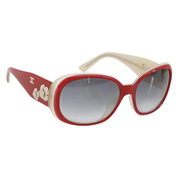 CHANEL Camelia Sunglasses plastic Red 5113 CC Auth YKZ1411A