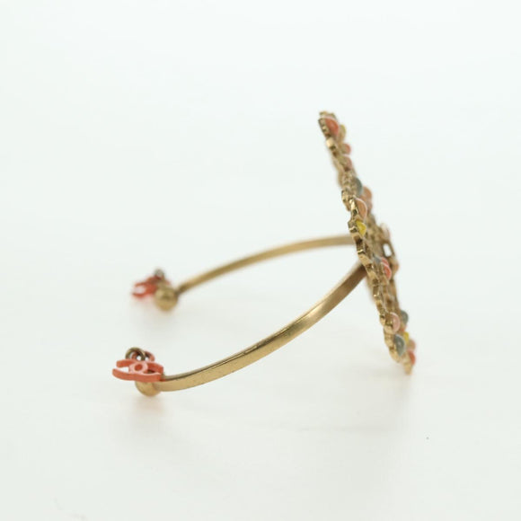 CHANEL Bangle COCO Mark Bracelet metal Gold Tone CC Auth YKZ1423M