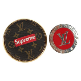 LOUIS VUITTON Pin Badge SUPRME Collaboration metal 2 Set MP2046 LV Auth YKZ1424M