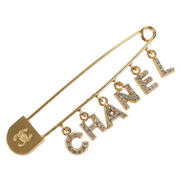 CHANEL COCO Mark Pin Brooch metal Gold Tone CC Auth YKZ1425V