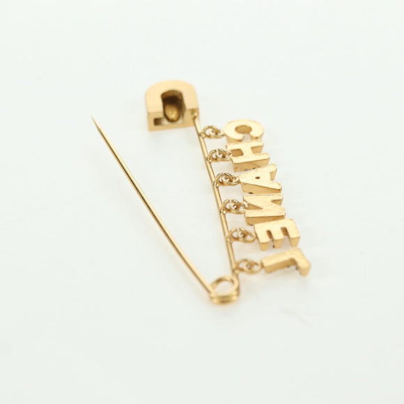 CHANEL COCO Mark Pin Brooch metal Gold Tone CC Auth YKZ1425V