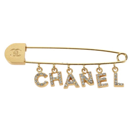 CHANEL COCO Mark Pin Brooch metal Gold Tone CC Auth YKZ1425V - 0