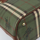 Burberrys Nova Check Tote Bag PVC Leather Green Gold Auth YKZ143-14
