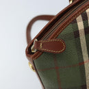 Burberrys Nova Check Tote Bag PVC Leather Green Gold Auth YKZ143-10