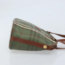 Burberrys Nova Check Tote Bag PVC Leather Green Gold Auth YKZ143-3
