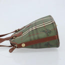 Burberrys Nova Check Tote Bag PVC Leather Green Gold Auth YKZ143-4
