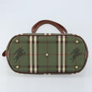 Burberrys Nova Check Tote Bag PVC Leather Green Gold Auth YKZ143-5