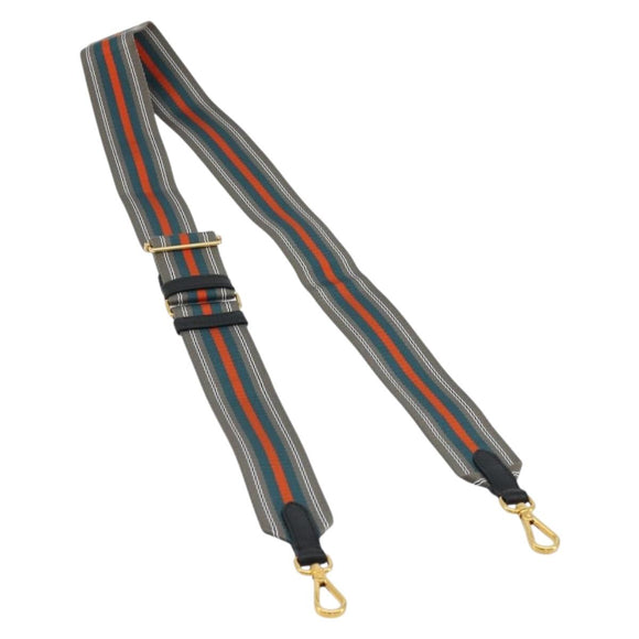 PRADA Adjustable Shoulder Strap Nylon 34.3""-50.4"" Gray Gold Auth YKZ1436A