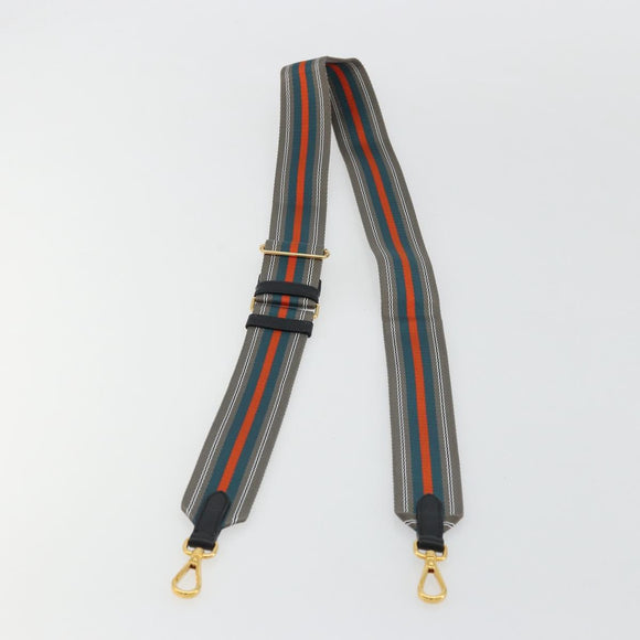 PRADA Adjustable Shoulder Strap Nylon 34.3""-50.4"" Gray Gold Auth YKZ1436A
